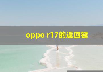 oppo r17的返回键